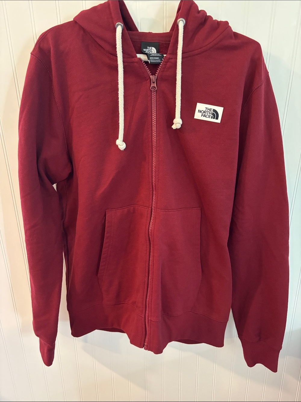 The North Face Maroon Full-Zip Hoodie with White Drawcords